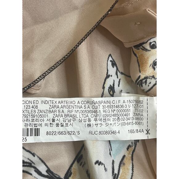 Zara cat print silky ‘fashion pajama’ blogger favorite blouse top, size small - Picture 12 of 16